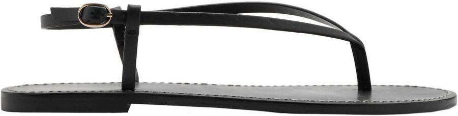 Mango leren sandalen zwart