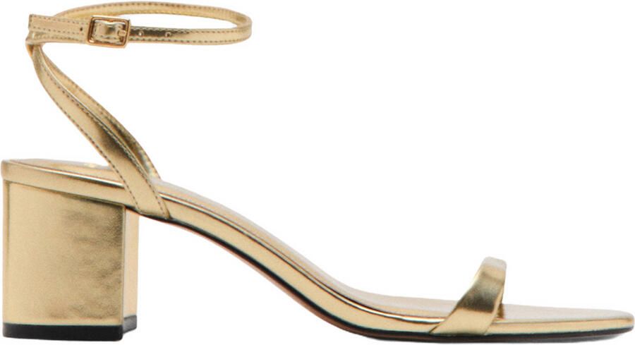 Mango leren sandalettes goud
