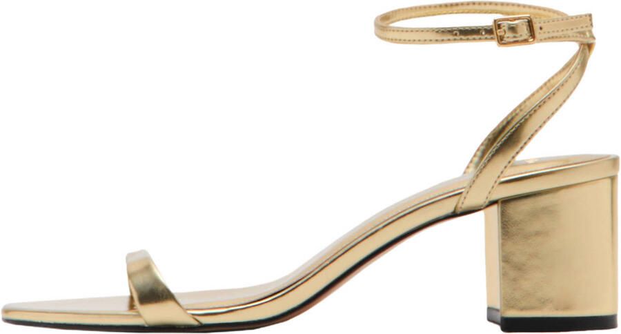 Mango leren sandalettes goud - Foto 3