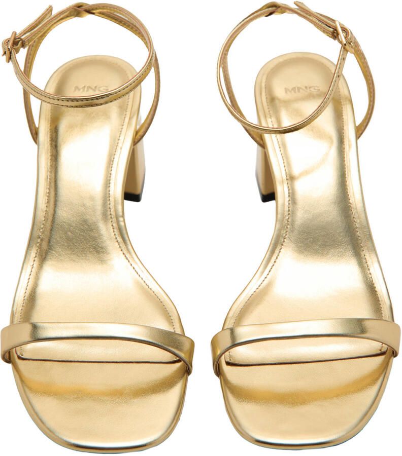 Mango leren sandalettes goud - Foto 2