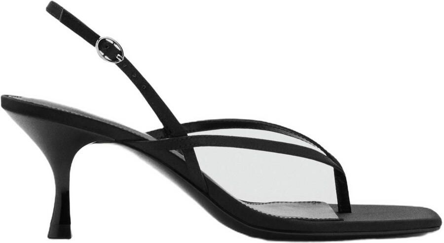 Mango leren sandalettes zwart