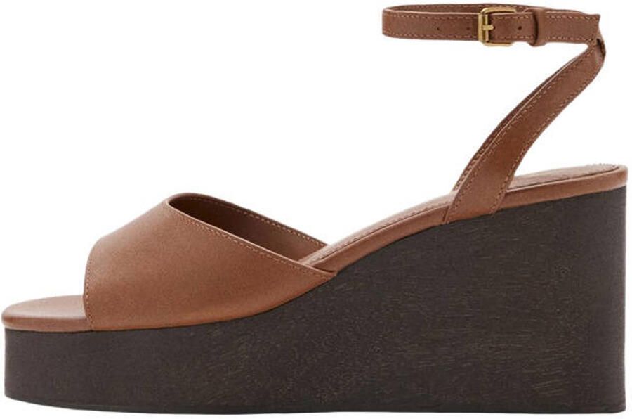 Mango leren sleehakken met sleehak cognac - Foto 2