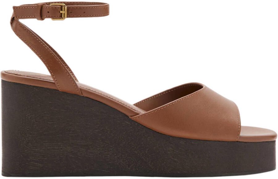 Mango leren sleehakken met sleehak cognac