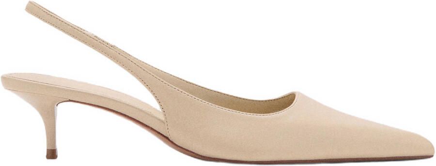Mango leren slingback pumps beige