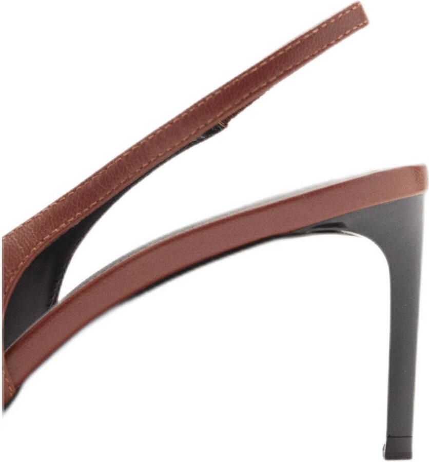 Mango leren slingback pumps bruin