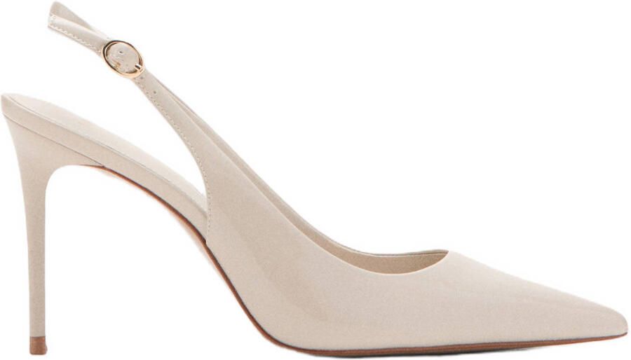 Mango leren slingback pumps ecru