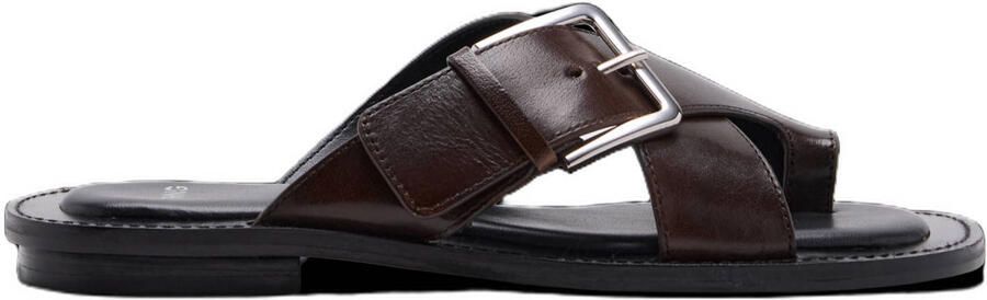 Mango leren slippers bordeaux