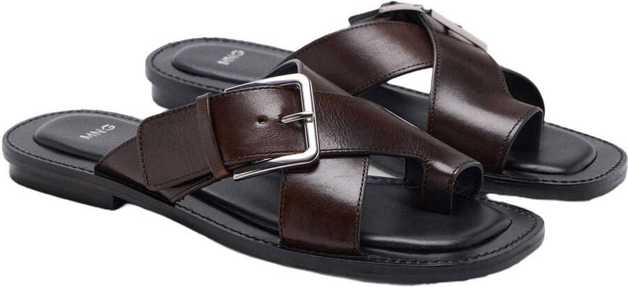 Mango leren slippers bordeaux - Foto 2