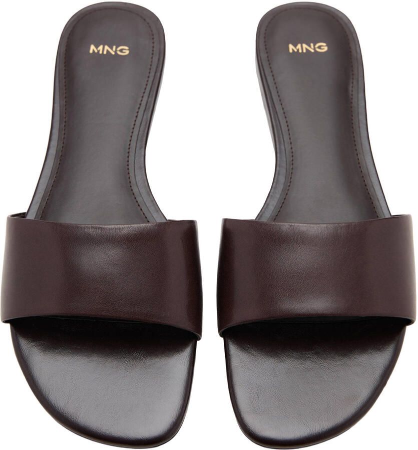 Mango leren slippers donkerbruin - Foto 2