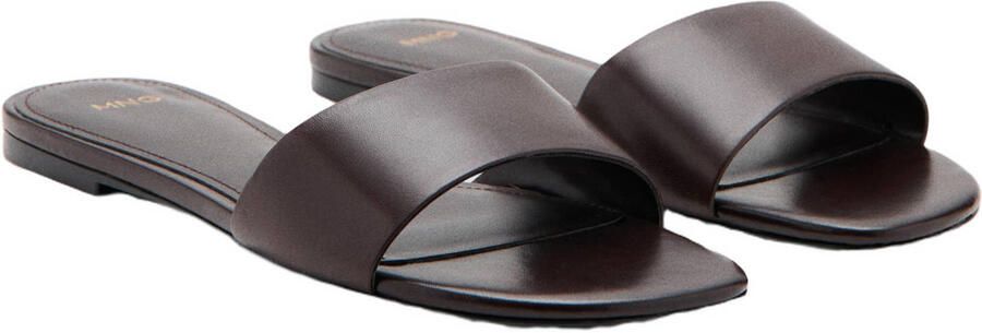 Mango leren slippers donkerbruin - Foto 3