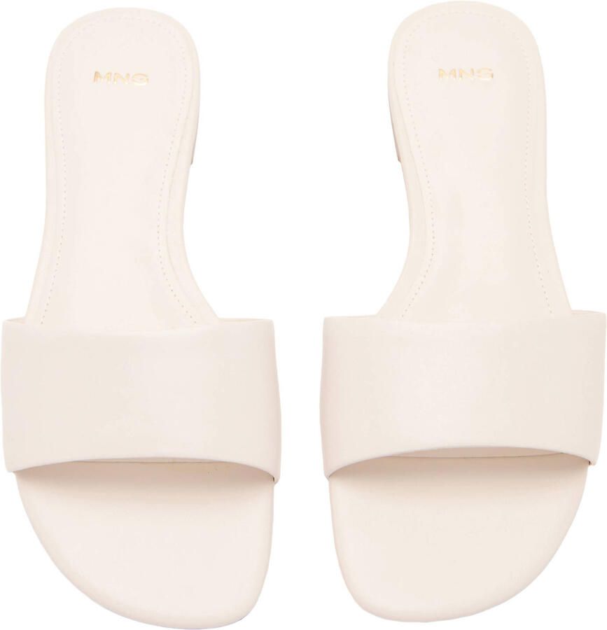 Mango leren slippers ecru - Foto 2