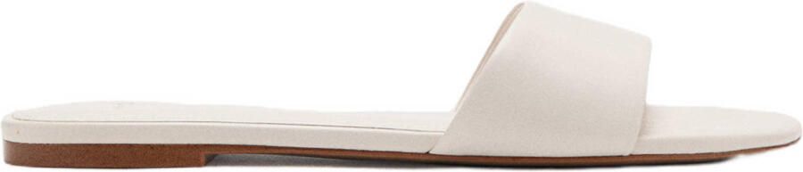 Mango leren slippers ecru