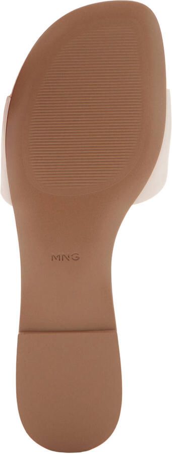 Mango leren slippers ecru - Foto 3