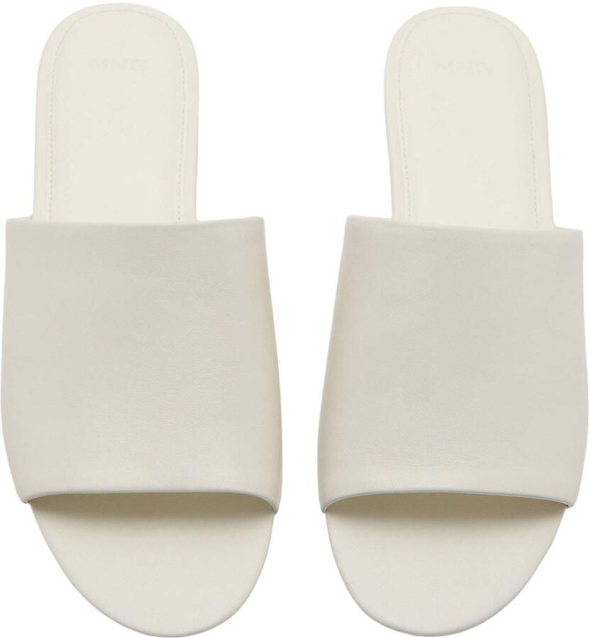 Mango leren slippers ecru - Foto 2