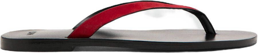 Mango leren teenslippers rood