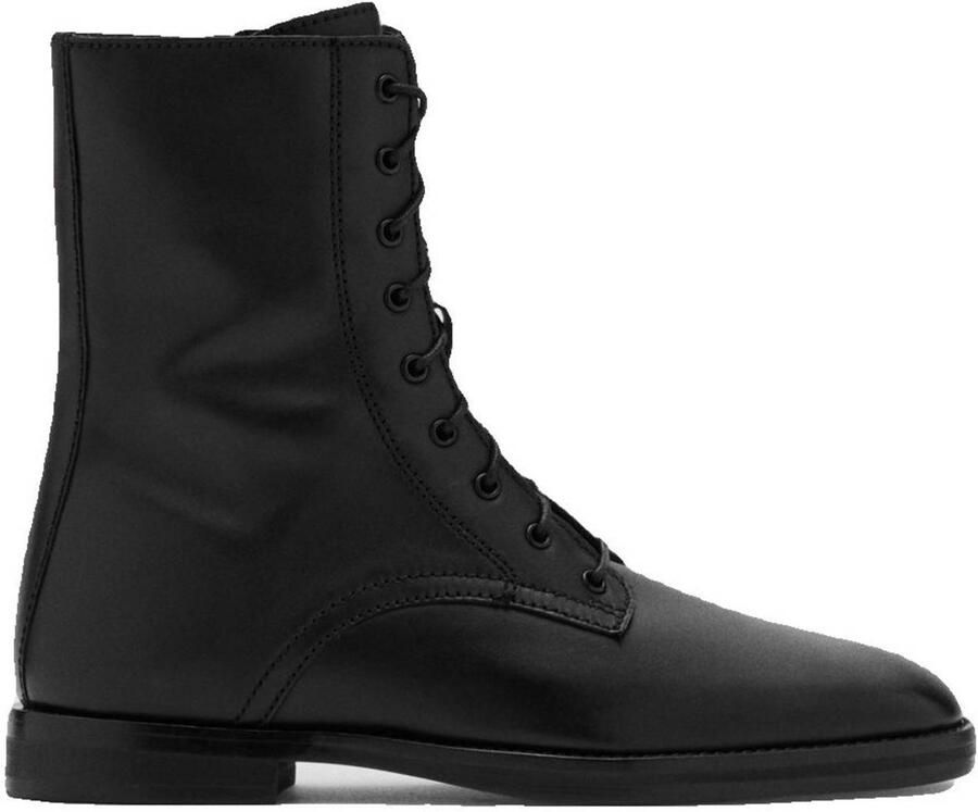 Mango leren veterboots zwart