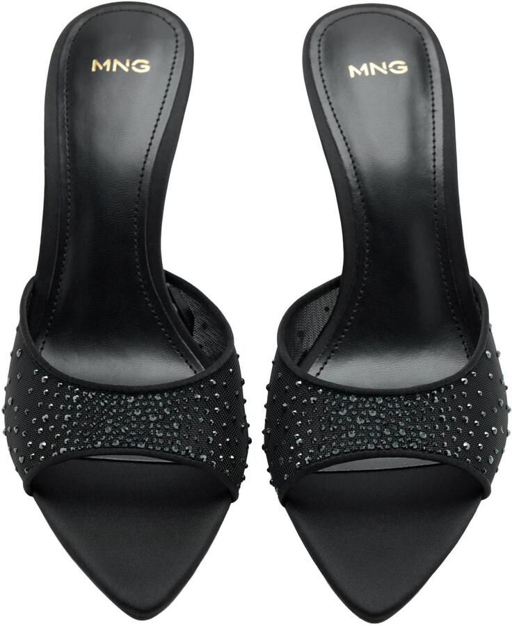 Mango muiltjes met hak en strass-steentjes zwart - Foto 3