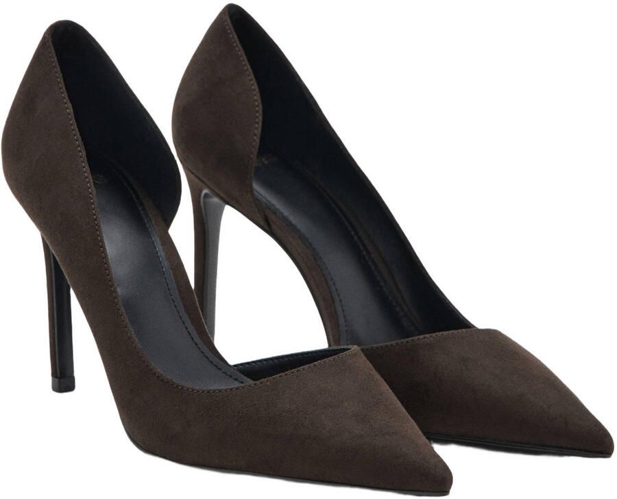Mango pumps met naaldhak donkerbruin - Foto 2