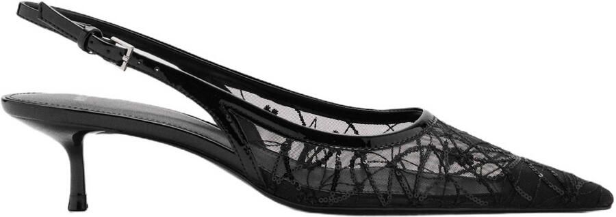 Mango slingback pumps met pailletten zwart - Foto 3