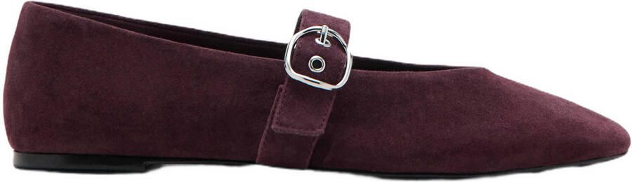 Mango suède ballerina's bordeaux