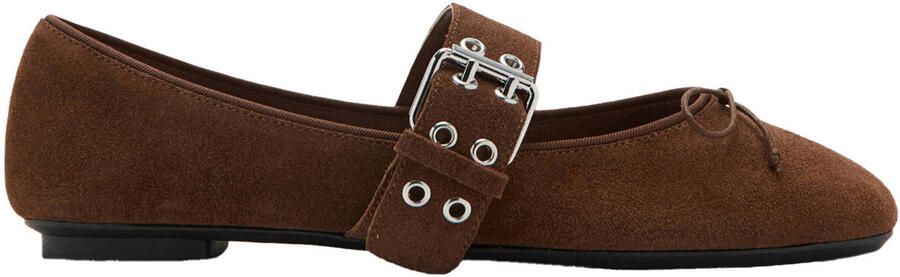 Mango suède ballerina's donkerbruin
