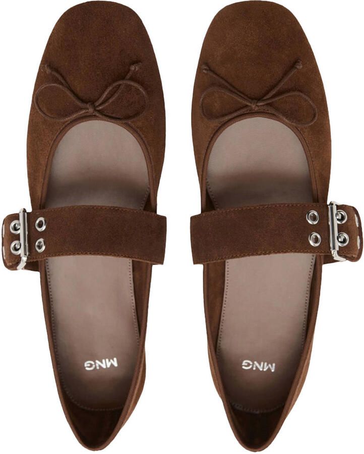 Mango suède ballerina's donkerbruin - Foto 2