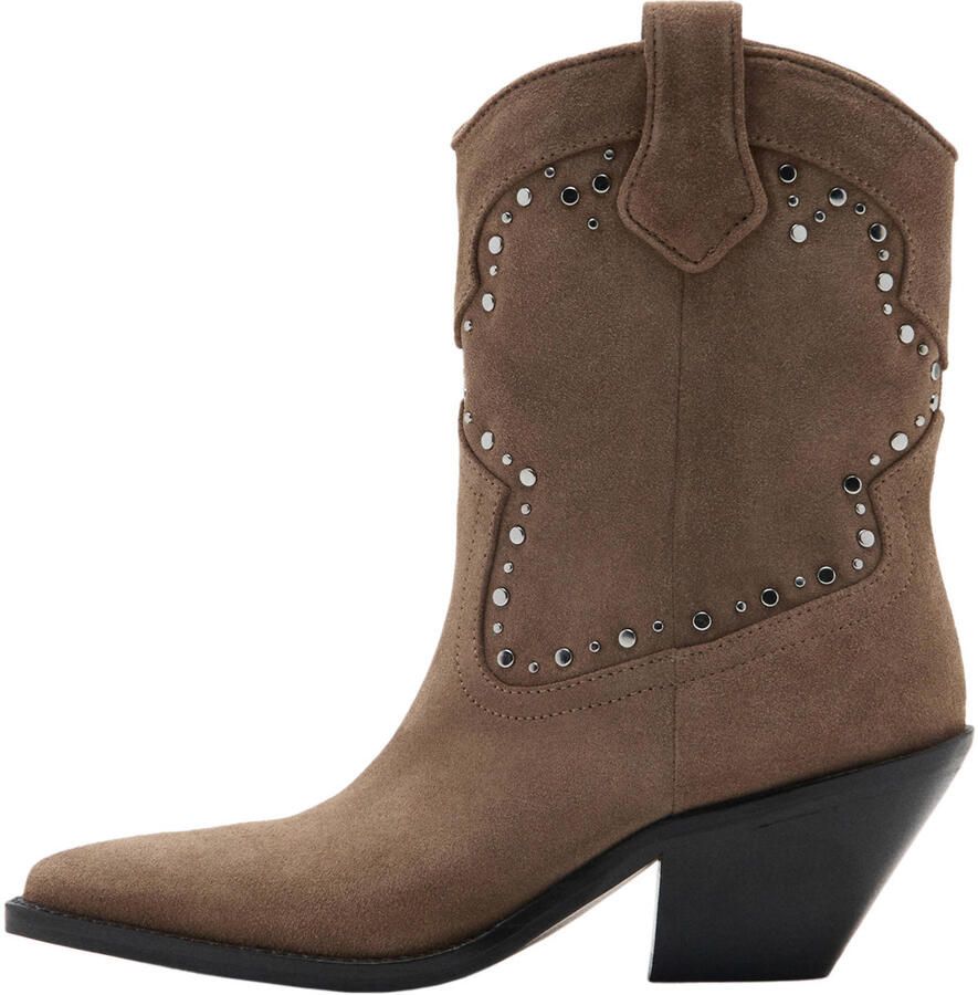Mango suède cowboylaarzen met studs lichtbruin - Foto 2