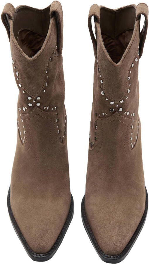 Mango suède cowboylaarzen met studs lichtbruin - Foto 3