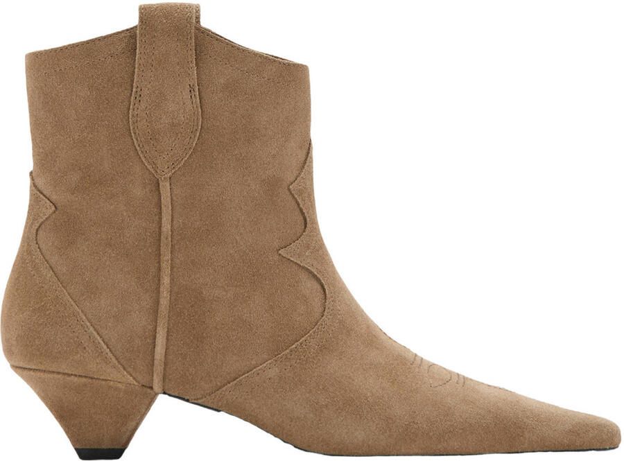 Mango suède enkellaarzen beige