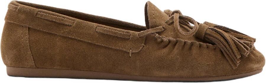 Mango suède mocassins bruin