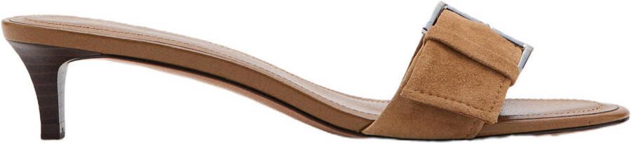 Mango suèdelook muiltjes camel