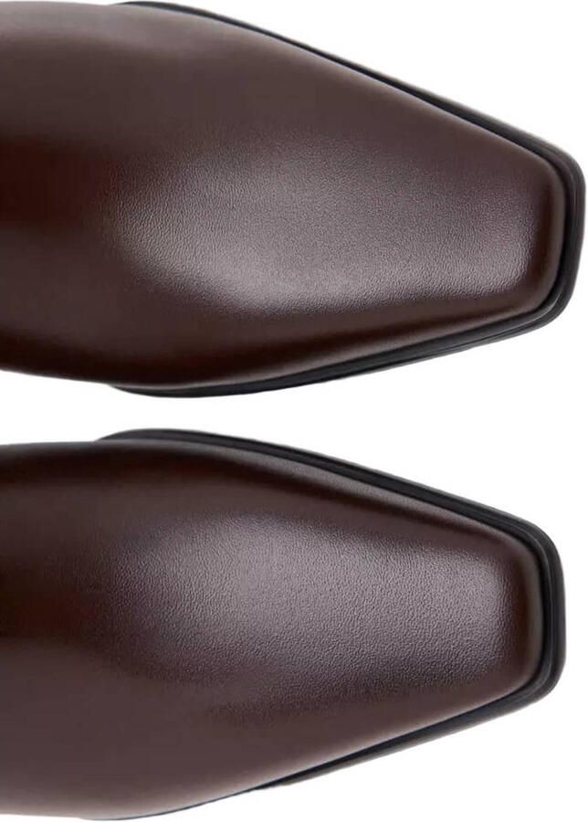 Mango western leren enkellaarsjes donkerbruin - Foto 3