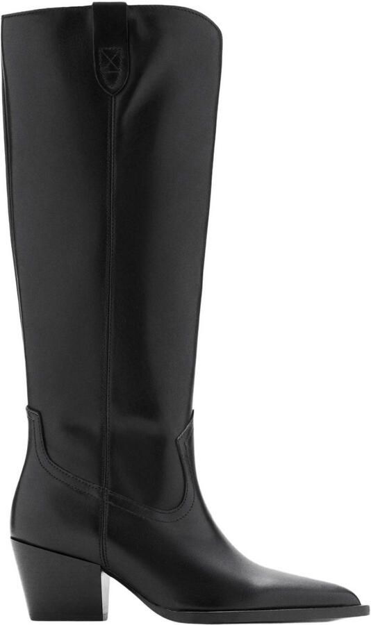 Mango western leren laarzen zwart