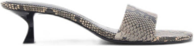 Mango muiltjes met slangenprint beige