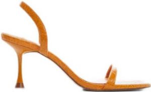 Mango sandalettes met crocoprint oranje