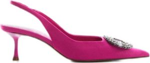Mango satijnen pumps met gesp fuchsia