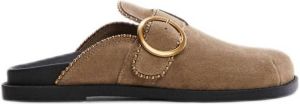 Mango suède clogs met studs bruin