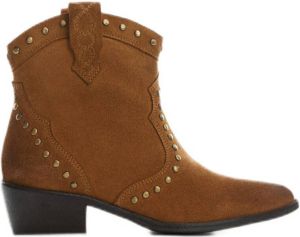 Mango suède cowboylaarzen met studs cognac
