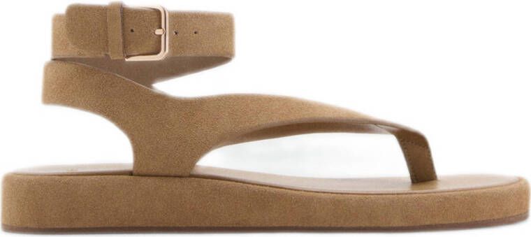 Mango suède sandalen beige