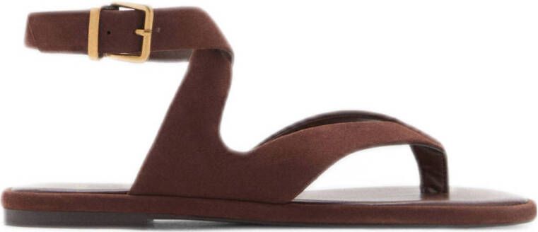 Mango suède sandalen bruin