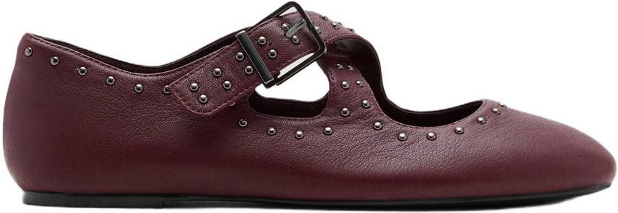 MANGO TEEN leren ballerina's met studs bordeauxrood