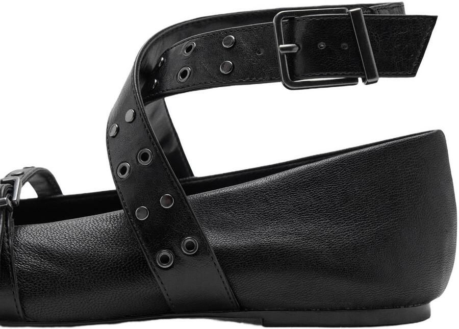 MANGO TEEN leren ballerina's met studs zwart - Foto 2