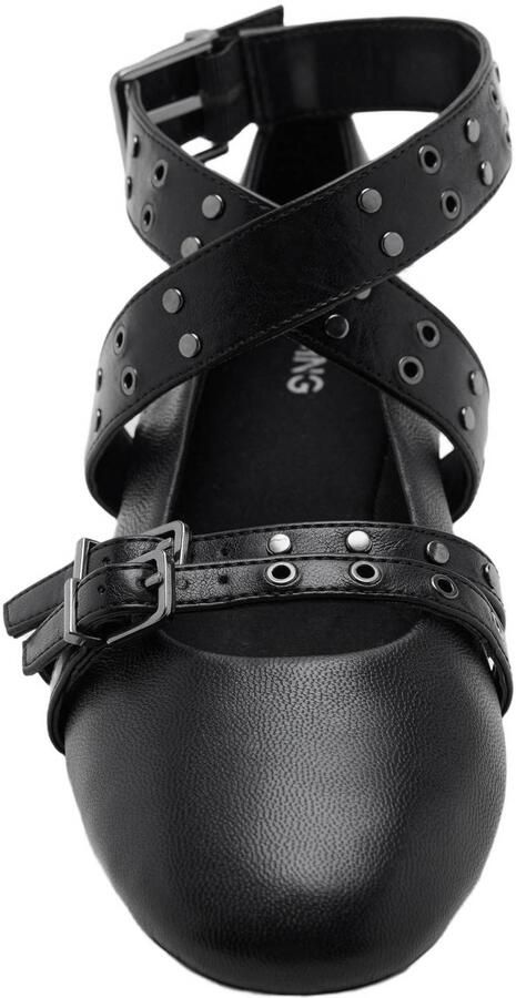 MANGO TEEN leren ballerina's met studs zwart - Foto 3