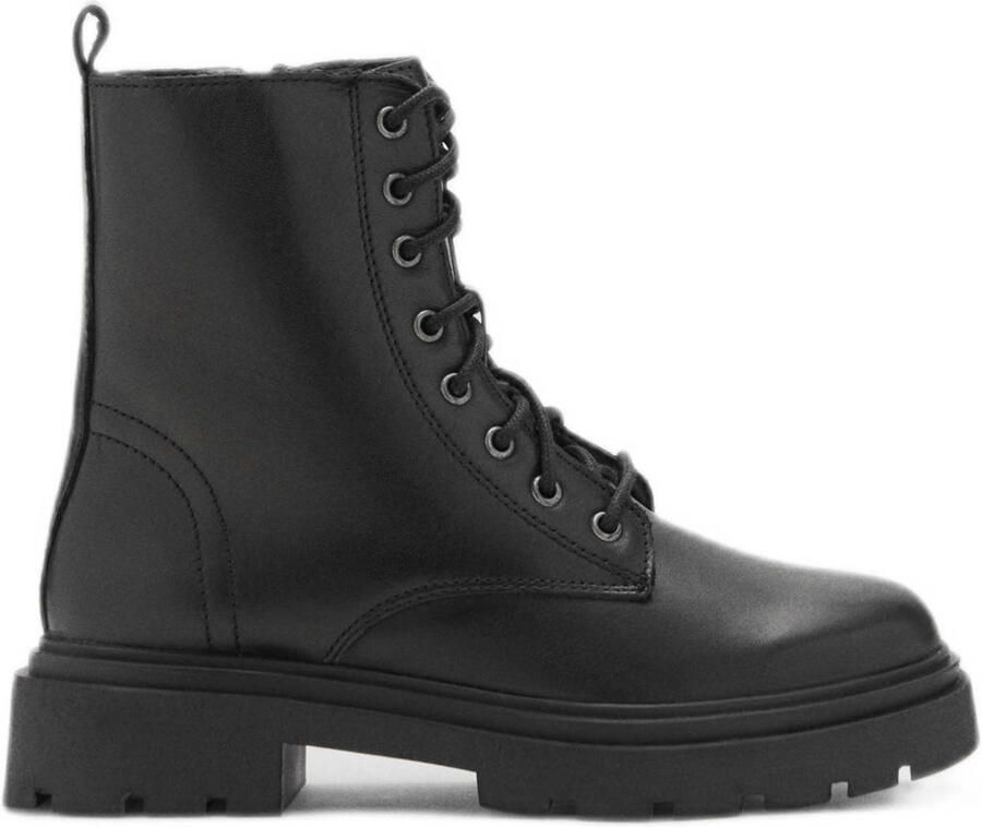 MANGO TEEN leren veterboots zwart