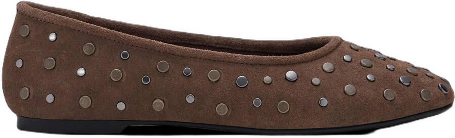 MANGO TEEN suède ballerina's met studs bruin