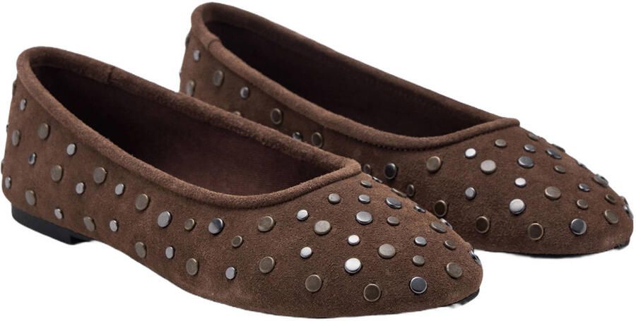 MANGO TEEN suède ballerina's met studs bruin - Foto 2