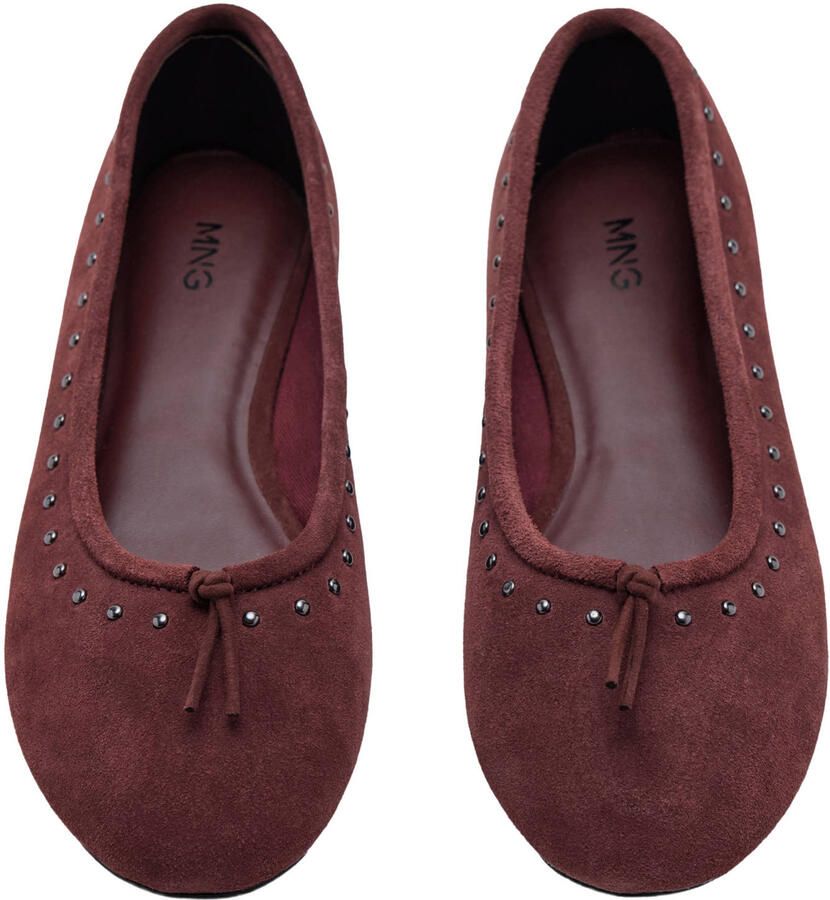 MANGO TEEN suède ballerina's met studs donkerrood - Foto 2
