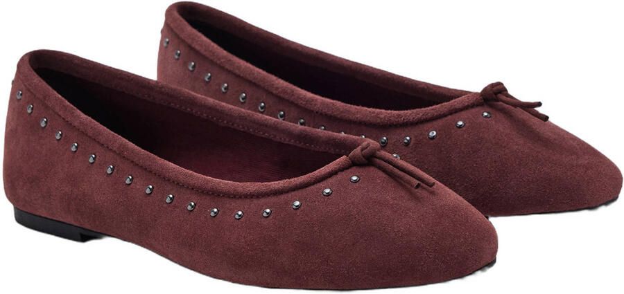 MANGO TEEN suède ballerina's met studs donkerrood - Foto 3