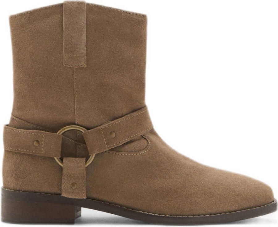 MANGO TEEN suède bikerboots bruin