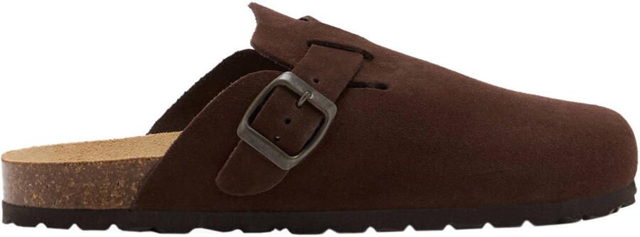 MANGO TEEN suède clogs donkerbruin